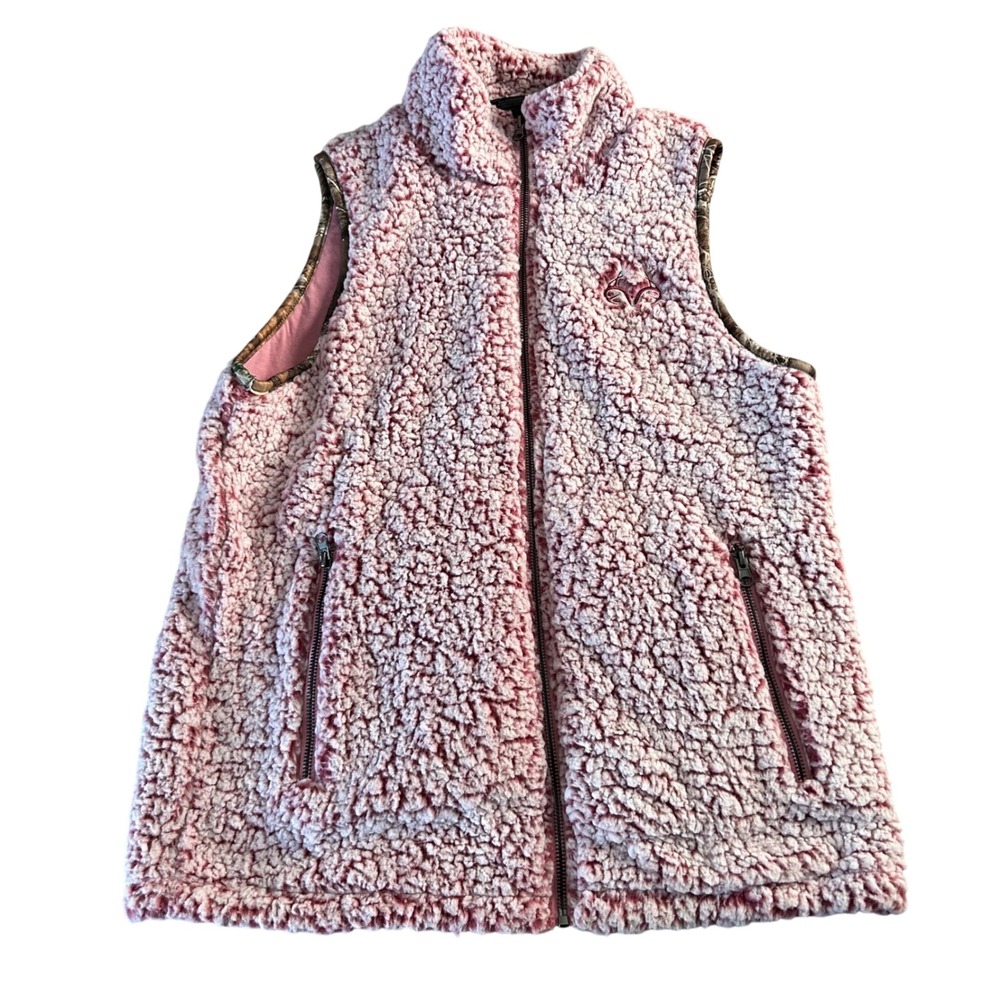 Realtree Fuzzy Vest Womens Size XL Pink Soft Sleeveless Shirt Coat